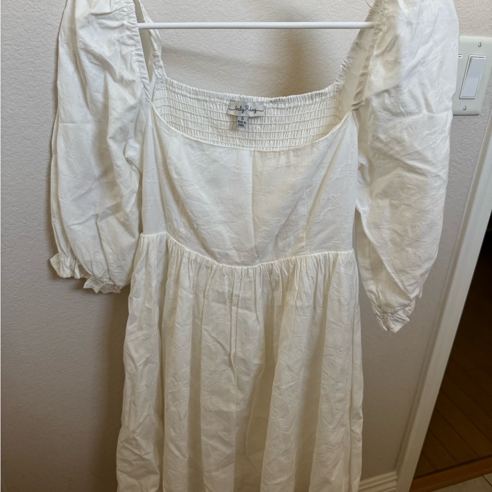 White Puff Sleeve Dress
